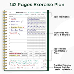 Taja inside spread showing structured workout log and goal sections