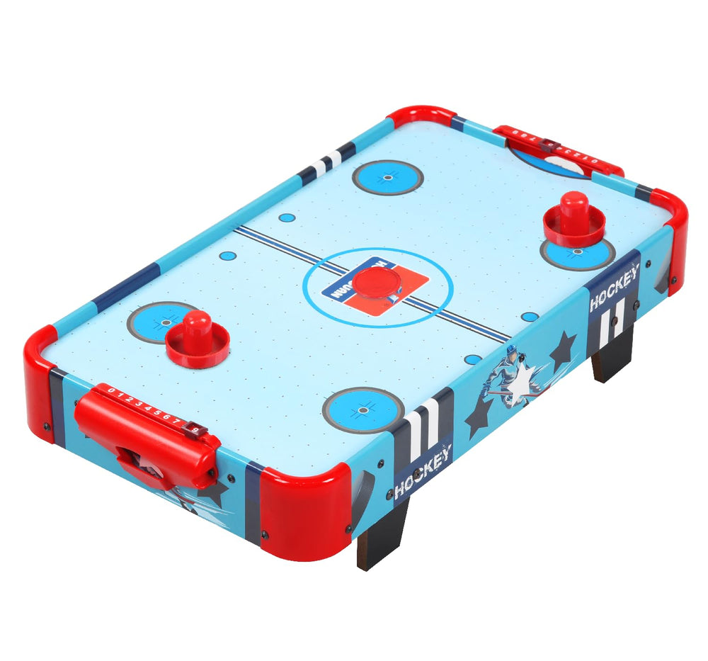 TALLO front view showing assembled tabletop air hockey, quick setup benefit