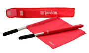 Tandem Sport front view of two red flags showing bright visibility and clear signaling