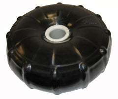 TaylorMade front view of 14-inch dock wheel showing full bumper protecting hulls