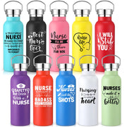 Teecyhooo front view of 10-pack colorful nurse tumblers showing variety and gift-ready look