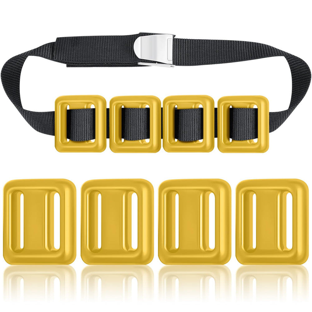 Tellegloww front view of kit showing four weights and nylon belt, easy packing