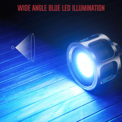 Tendelux close-up of 36 blue LED array and lens delivering concentrated illumination
