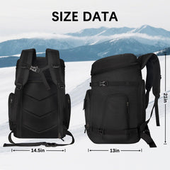 TENFLY external straps securing skis for hands-free transport