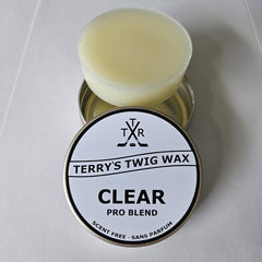 Terry's Twig Wax applied on a hockey stick blade demonstrating improved puck control