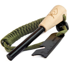 Texas Bushcraft front view showing compact fire starter and striker benefiting quick access