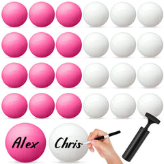 Teyva Daily front pack of 24 mini volleyballs showing pink and white colors and pump benefit