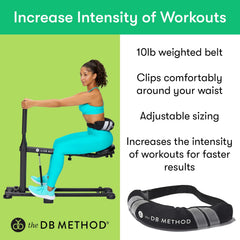 THE DB METHOD DreamBelt close-up of weighted pockets showing even weight distribution benefit: stability