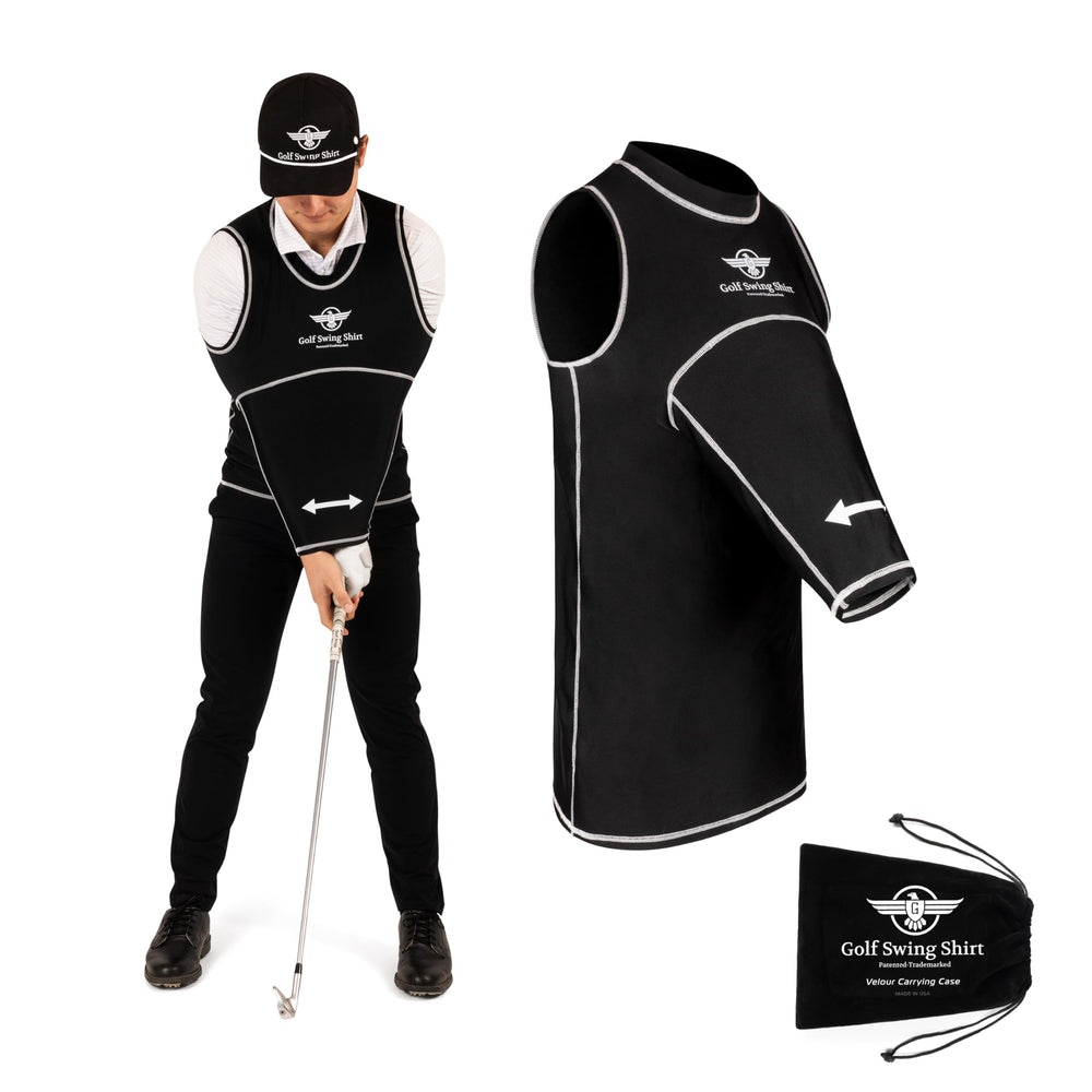 The Golf Swing Shirt front view showing streamlined fit and instant training benefit