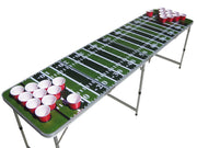 The Pong Squad front view full table showing football field surface and play-ready cups benefit portability