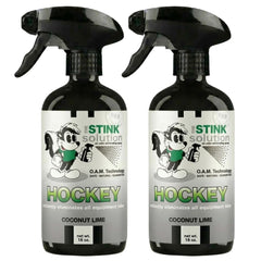 The Stink Solution front packaging showing two 16 oz bottles and fresh coconut-lime scent benefit