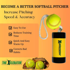 The Xelerator demonstrated guiding arm path during a pitch to reinforce consistent technique benefit