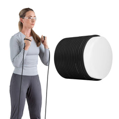 THERABAND black roll front view showing full 25-foot length and professional finish