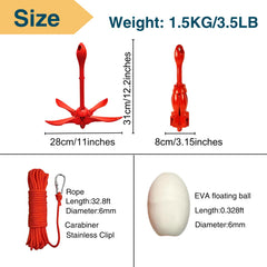 Thorkok 32.8 ft floating rope coiled bright color for visibility benefit