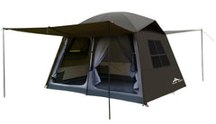 Three Bears tent front overview showing roomy entrance and vestibules for versatile shelter