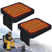 Thyle front view of heated seat pad showing handle and buckle for easy transport and attachment