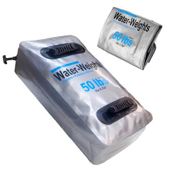 Tidal Wake front view of low-profile 50 lb ballast bag showing compact design and portability