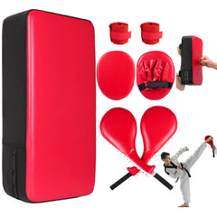 Tideme front view of red 7-in-1 kick pad set showing full kit and training readiness