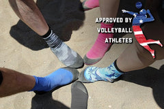 Tilos kids and adult socks side-by-side showing safer fit for children