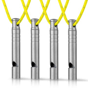 TISUR front view of four gray whistles showing compact pack and secure finish benefit