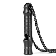TISUR front view black whistle showing compact design and immediate accessibility