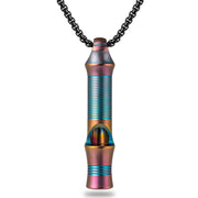 TISUR whistle front view showing compact purple titanium and clear shape for visibility