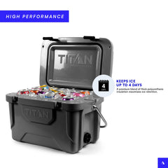 Titan by Arctic Zone heavy-duty T-latch detail showing corrosion resistance benefit