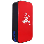 TLBTEK front view of red kick pad showing durable PU leather and clear strike area for reliable training