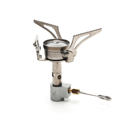 TOAKS titanium stove front view showing compact design and ultralight benefit