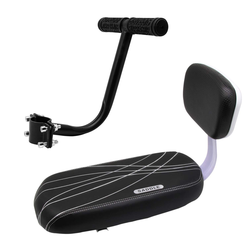 Together-life front view of rear bike seat showing padded cushion and frame for comfortable rides