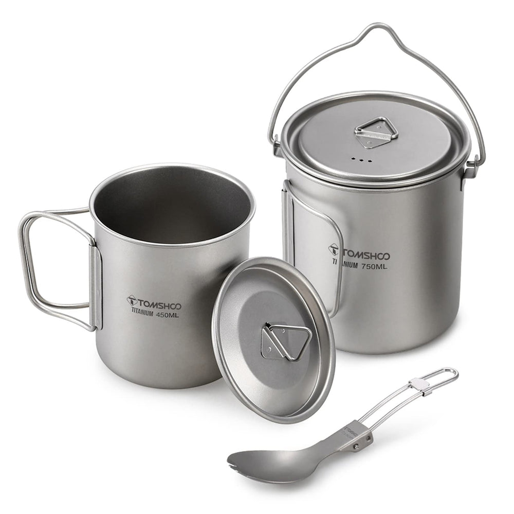 TOMSHOO 750ml pot front view showing compact design and lightweight benefit