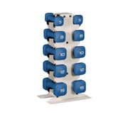 Tone Fitness front view of dumbbell rack showing organized storage and quick access
