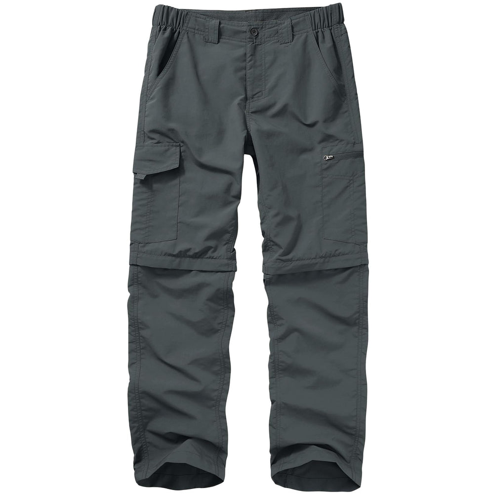 Toomett front view of dark grey pants showing fit and pockets for versatile wear