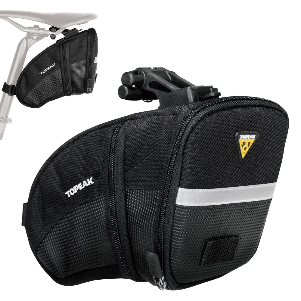 Topeak Aero Wedge Pack large front view showing aerodynamic shape and storage benefit
