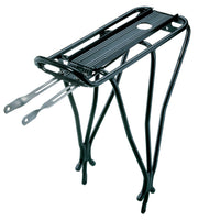 Topeak rack front view showing sturdy platform and mounting points for secure fit