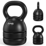 TopMade kettlebell front view showing compact adjustable design and space-saving benefit