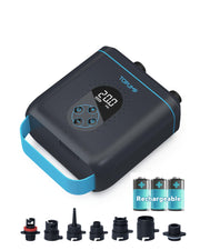 TOPUMP TPS260 front view showing compact portable pump and pouch for easy transport