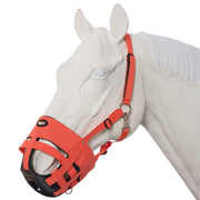 Tough 1 muzzle fitted on horse showing airflow and controlled grazing