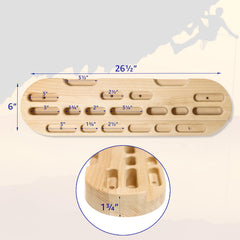 Trademark Innovations close-up of jugs slopers and finger pockets with smooth wood finish protecting skin