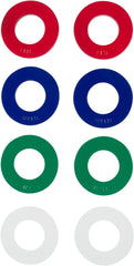 Trademark Innovations front view of all eight fractional plates showing colors and benefits