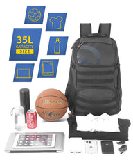 TRAILKICKER ball compartment detail securing basketball and keeping clothes clean
