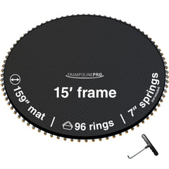 Trampoline Pro front view of 15ft mat showing full fit and restored bounce
