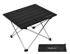 TREKOLOGY front view of folded table showing compact portability and fast setup