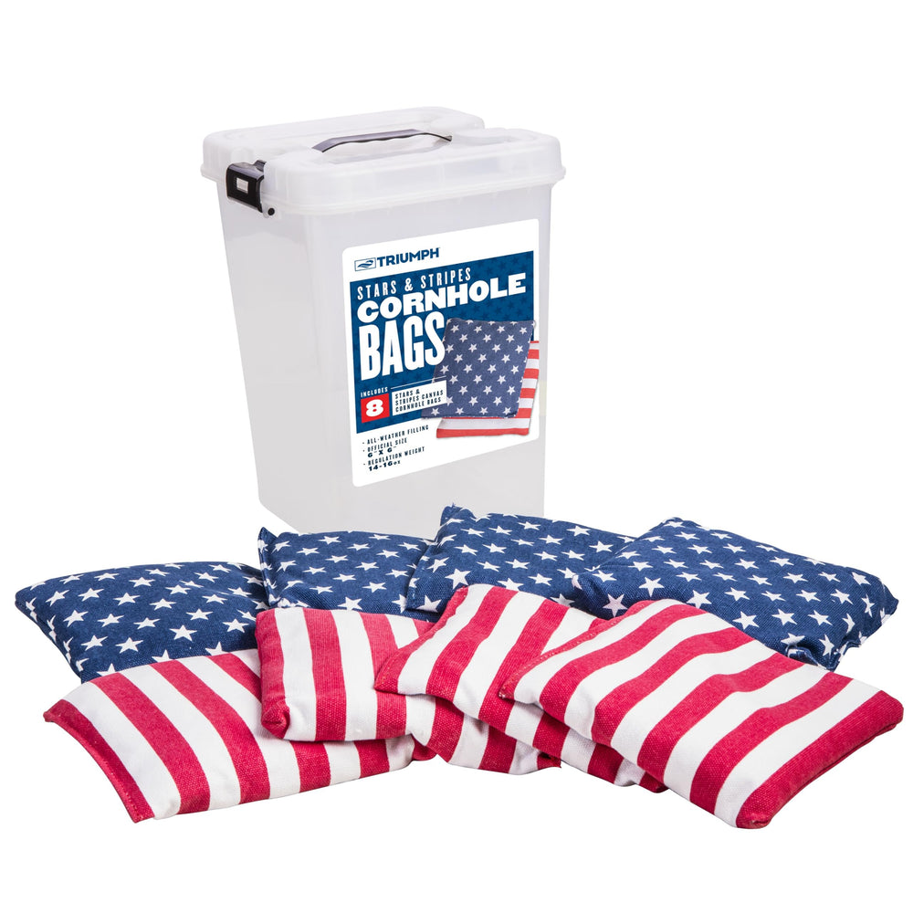 Triumph Sports front view showing patriotic bag colors and complete set for quick play