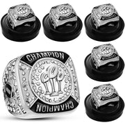 Trnayi front packaging showing six silver champion rings and box, highlights ready-to-present set