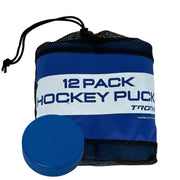 TronX front view of blue 12-pack pucks showing quantity and color for easy practice