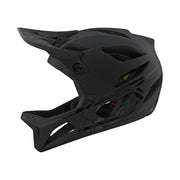 Troy Lee Designs front view showing sleek stealth midnight finish and confident protection