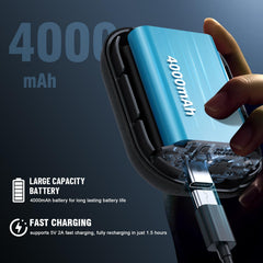 TRUNYEE hand warmer next to AirPods case illustrating pocket-sized portability benefit