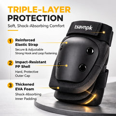 tsavnpk knee pad shell detail showing hard PP shell for skid resistance