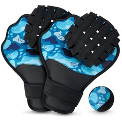 TTQ front view of gloves and ball showing set ready to play